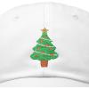 imageXmas Holidays Christmas Tree Ball Cap Embroidered HatWhite