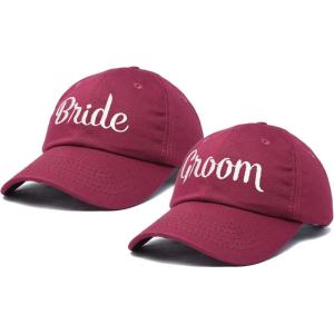 imageDALIX Bride Groom Dad Hats Baseball Caps Newlywed Wedding Party GiftMaroon