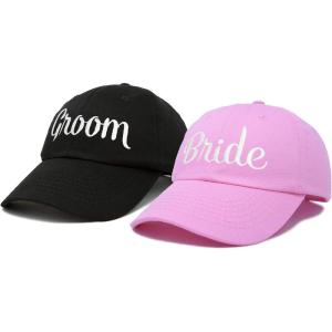 imageDALIX Bride Groom Dad Hats Baseball Caps Newlywed Wedding Party GiftPinkblack
