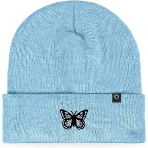 imageDALIX Butterfly Embroidered Beanie Insect Warm Winter Knit Hat for WomenBaby Blue