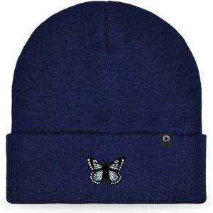 imageDALIX Butterfly Embroidered Beanie Insect Warm Winter Knit Hat for WomenNavy Blue