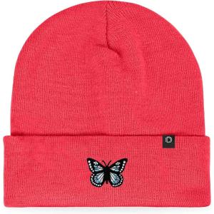 imageDALIX Butterfly Embroidered Beanie Insect Warm Winter Knit Hat for WomenNeon Pink
