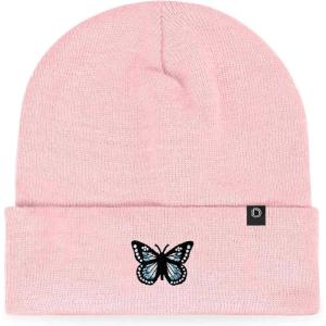 imageDALIX Butterfly Embroidered Beanie Insect Warm Winter Knit Hat for WomenPink