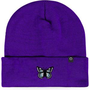 imageDALIX Butterfly Embroidered Beanie Insect Warm Winter Knit Hat for WomenPurple