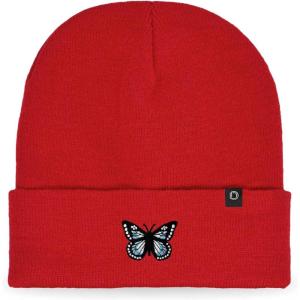imageDALIX Butterfly Embroidered Beanie Insect Warm Winter Knit Hat for WomenRed