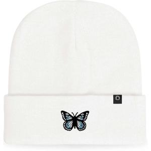imageDALIX Butterfly Embroidered Beanie Insect Warm Winter Knit Hat for WomenWhite
