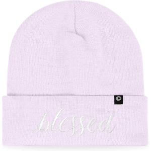 imageDALIX Embroidered Blessed Beanie Cap Cuffed Knit Hat WomenLavender