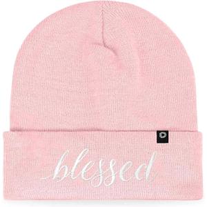 imageDALIX Embroidered Blessed Beanie Cap Cuffed Knit Hat WomenPink