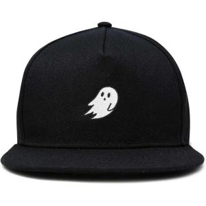 imageDALIX Ghost Snapback Flat Bill Baseball Hat Embroidered Cap MensBlack