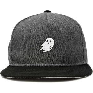 imageDALIX Ghost Snapback Flat Bill Baseball Hat Embroidered Cap MensBlack Dark Gray