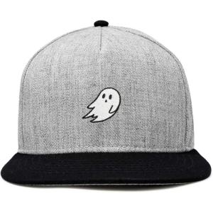 imageDALIX Ghost Snapback Flat Bill Baseball Hat Embroidered Cap MensBlack Light Gray