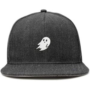 imageDALIX Ghost Snapback Flat Bill Baseball Hat Embroidered Cap MensDark Gray