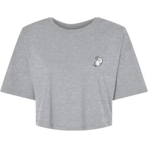 imageDALIX Heartly Ghost Embroidered Cropped Relaxed Cropped Soft Lightweight Loose T Shirt WomensAthletic Heather
