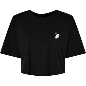 imageDALIX Heartly Ghost Embroidered Cropped Relaxed Cropped Soft Lightweight Loose T Shirt WomensBlack