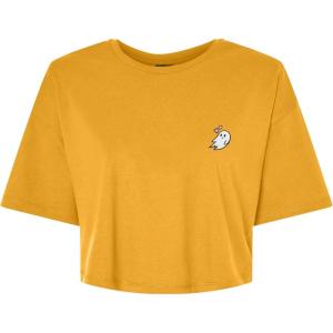 imageDALIX Heartly Ghost Embroidered Cropped Relaxed Cropped Soft Lightweight Loose T Shirt WomensMustard