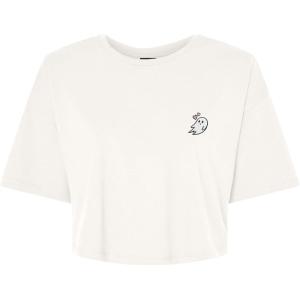 imageDALIX Heartly Ghost Embroidered Cropped Relaxed Cropped Soft Lightweight Loose T Shirt WomensVintage White
