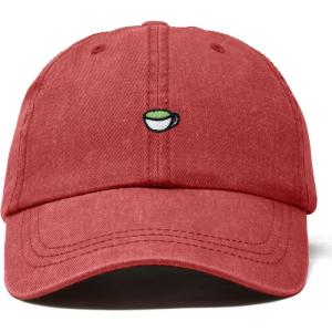 imageDALIX Lil Matcha Embroidered Cotton Summer Outdoor Baseball Cap Dad Hat WomensWashed Red