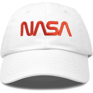 imageDALIX NASA Embroidered Mens Womens Cotton Dad Hat Baseball Cap AdjustableRed Worm  White