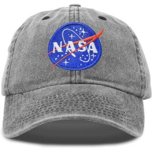 imageDALIX NASA Embroidered Mens Womens Cotton Dad Hat Baseball Cap AdjustableWashed Black