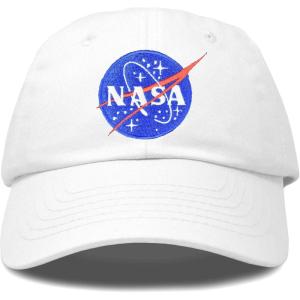 imageDALIX NASA Embroidered Mens Womens Cotton Dad Hat Baseball Cap AdjustableWhite