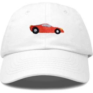 imageDALIX Race Car Hats Dad Hat Baseball Cap Embroidered Custom Cotton CapsWhite