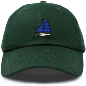 imageDALIX Sailboat Hat Embroidered Cotton Baseball Dad Cap MenDark Green