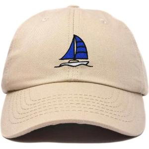 imageDALIX Sailboat Hat Embroidered Cotton Baseball Dad Cap MenKhaki