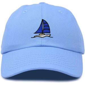 imageDALIX Sailboat Hat Embroidered Cotton Baseball Dad Cap MenLight Blue