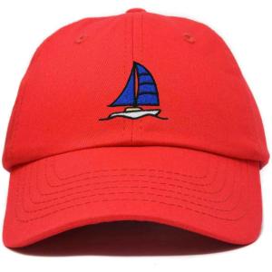 imageDALIX Sailboat Hat Embroidered Cotton Baseball Dad Cap MenRed