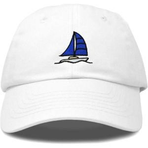 imageDALIX Sailboat Hat Embroidered Cotton Baseball Dad Cap MenWhite