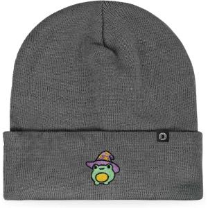 imageDALIX Sorcerer Frog Embroidered Beanie Hat Knit Cap Cold Weather WomensAsphalt Gray