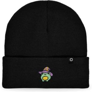 imageDALIX Sorcerer Frog Embroidered Beanie Hat Knit Cap Cold Weather WomensBlack