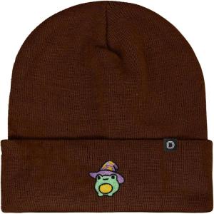 imageDALIX Sorcerer Frog Embroidered Beanie Hat Knit Cap Cold Weather WomensBrown
