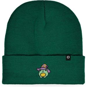 imageDALIX Sorcerer Frog Embroidered Beanie Hat Knit Cap Cold Weather WomensGreen