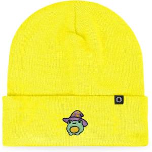 imageDALIX Sorcerer Frog Embroidered Beanie Hat Knit Cap Cold Weather WomensNeon Yellow