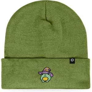 imageDALIX Sorcerer Frog Embroidered Beanie Hat Knit Cap Cold Weather WomensOlive