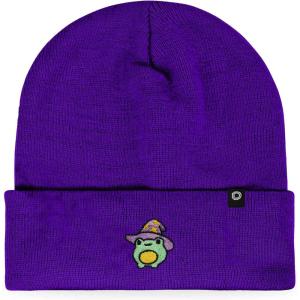imageDALIX Sorcerer Frog Embroidered Beanie Hat Knit Cap Cold Weather WomensPurple