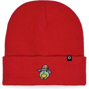 imageDALIX Sorcerer Frog Embroidered Beanie Hat Knit Cap Cold Weather WomensRed