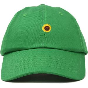 imageDALIX Sunflower Hat Womens Floral Baseball Cap WashedKelly Green