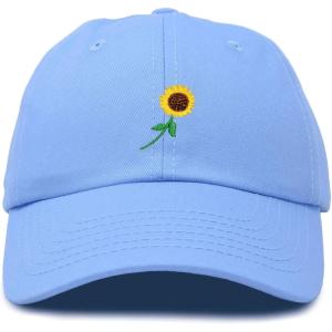 imageDALIX Sunflower Hat Womens Floral Baseball Cap WashedLight Blue