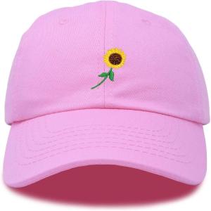 imageDALIX Sunflower Hat Womens Floral Baseball Cap WashedLight Pink