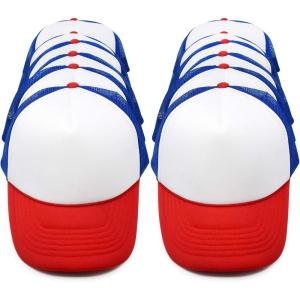 imageDALIX Trucker Hat Mesh Cap 12 Pack Dozen DealRed White Royal