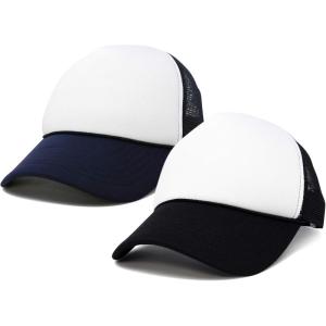 imageDALIX Two Tone Blank Trucker Hats Caps 2 for 1BlackNavy Blue