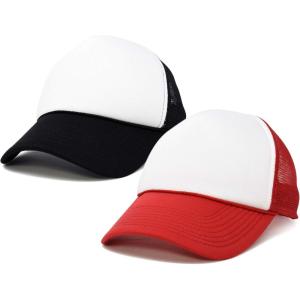 imageDALIX Two Tone Blank Trucker Hats Caps 2 for 1BlackRed