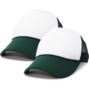 imageDALIX Two Tone Blank Trucker Hats Caps 2 for 1Dark GreenWhite