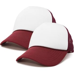 imageDALIX Two Tone Blank Trucker Hats Caps 2 for 1MaroonWhite