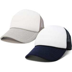 imageDALIX Two Tone Blank Trucker Hats Caps 2 for 1Navy BlueLight Gray