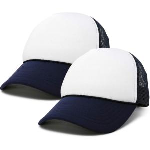 imageDALIX Two Tone Blank Trucker Hats Caps 2 for 1Navy BlueWhite