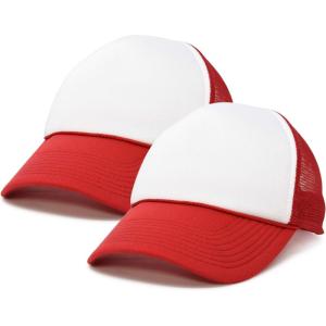 imageDALIX Two Tone Blank Trucker Hats Caps 2 for 1RedWhite