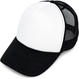 imageDALIX Two Tone Trucker Hat Summer Mesh Cap with Adjustable Snapback StrapBlack